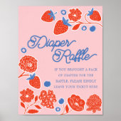 Poster Berries et fleurs de baby shower à fraise (Devant)