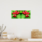 Poster Berries rouges avec gouttes de pluie Miroir Abstra (Cuisine)