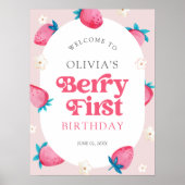 Poster Berry 1er Anniversaire Fraise Première fête d'anni (Devant)