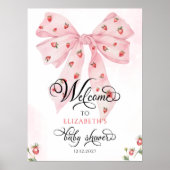Poster Berry Bow doux Baby shower rose mignon Bienvenue (Devant)