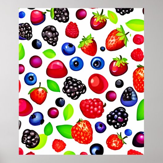 Poster Berry Burst : Motif de fruits (Devant)