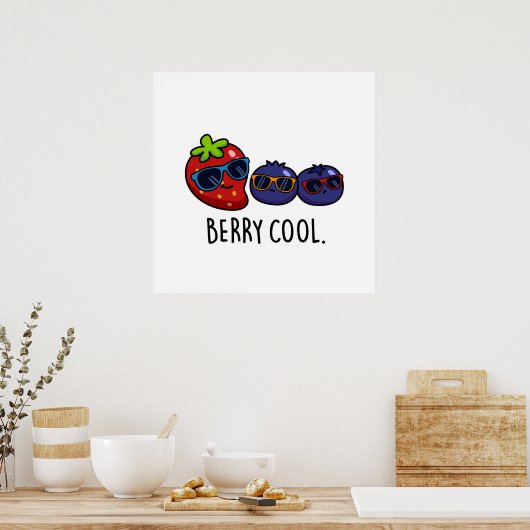 Poster Berry Cool Funny Fraise Blueberry Pun (Cuisine)