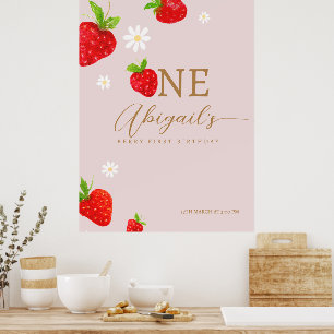 Poster Berry First 1st Strawberry Anniversaire Bienvenue