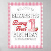 Poster "Berry First Birthday Girl with Strawberry Theme (Devant)