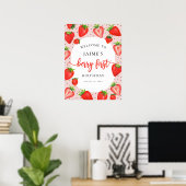 Poster Berry First Birthday Strawberry Girl Welcome (Bureau à domicile)