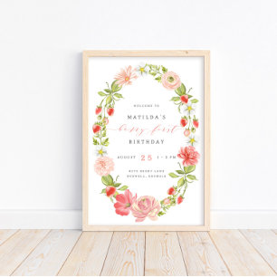 Poster Berry First Strawberry 1er Anniversaire   Bienvenu