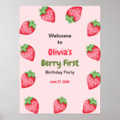 Poster Berry First Strawberry 1er anniversaire Bienvenue (Devant)