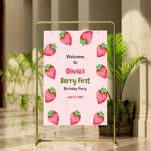 Poster Berry First Strawberry 1er anniversaire Bienvenue