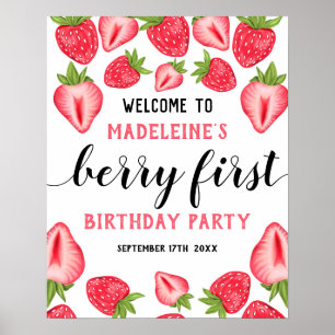 Poster Berry First Strawberry 1er fête d'anniversaire Bie