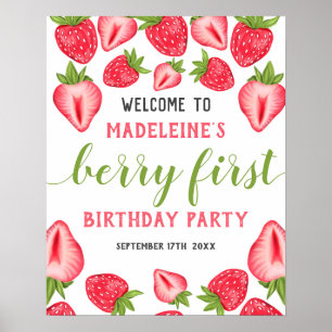 Poster Berry First Strawberry 1er fête d'anniversaire Bie