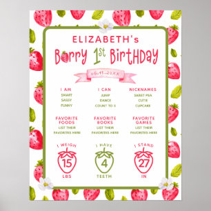 Poster Berry fraise 1er anniversaire Jalons