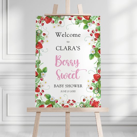 Poster Berry fraise Baby shower doux Bienvenue