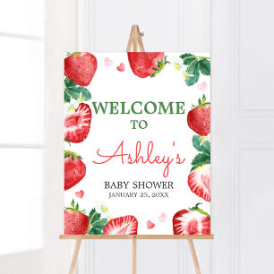 Poster Berry fraise Baby shower doux Bienvenue