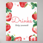 Poster Berry fraise Baby shower sucré Boissons (Devant)
