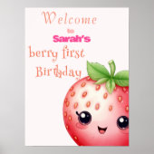 Poster Berry mignonne fraise de premier anniversaire (Devant)