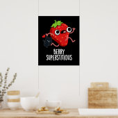 Poster Berry Superstitieux Fruit Pun Dark BG (Cuisine)