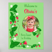 Poster Berry Sweet 1st Birthday Strawberry  (Devant)