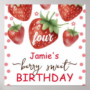 Poster Berry Sweet 4e aquarelle d'anniversaire