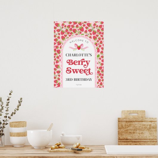 Poster Berry Sweet Anniversaire 18x24 Fraise Bienvenue (Cuisine)