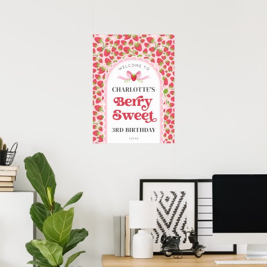 Poster Berry Sweet Anniversaire 18x24 Fraise Bienvenue (Bureau à domicile)
