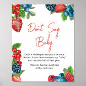 Poster Berry Sweet Baby shower d'été ne pas dire bébé (Devant)