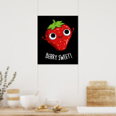 Poster Berry Sweet Funny Pun de fraise Dark BG (Cuisine)