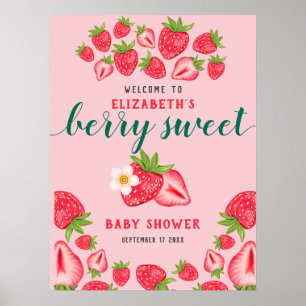 Poster Berry Sweet Strawberry Baby shower Welcome Party