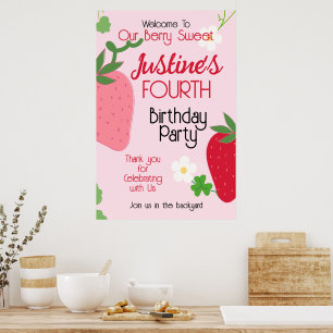 Poster Berry Sweet Strawberry fête d'anniversaire