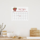 Poster Berry Sweet Strawberry Guess Due Date Calendar (Cuisine)