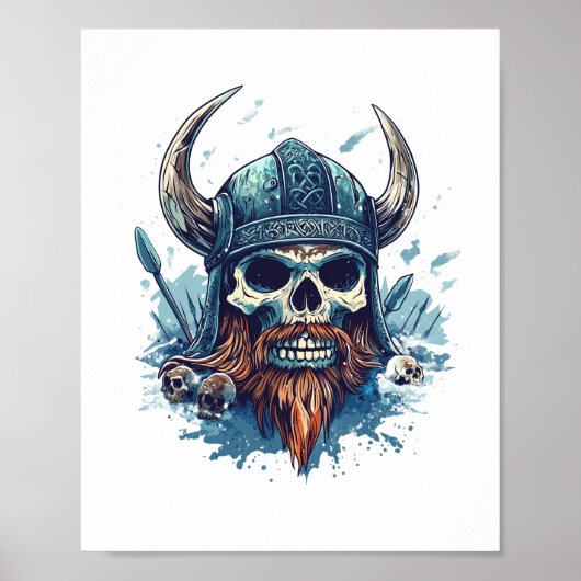 Poster Berserker crâne viking (Devant)