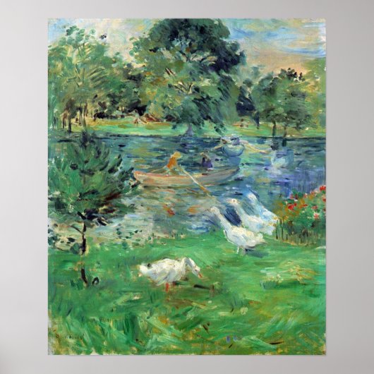 Poster Berthe Morisot-Girls dans un bateau avec des oies (Devant)