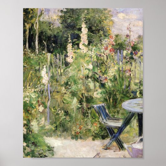 Poster Berthe Morisot - Tremieres Rose Hollyhocks 1884 (Devant)