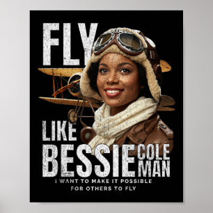 Poster Bessie Citation Black Aviator Women History Mois j