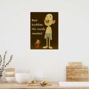 Poster Best Buddies-Whimsical Cartoon Chien & Enfant