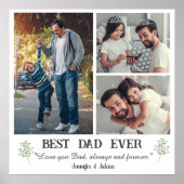 Poster Best Dad ever 3 photo collage fête des pères blanc (Devant)