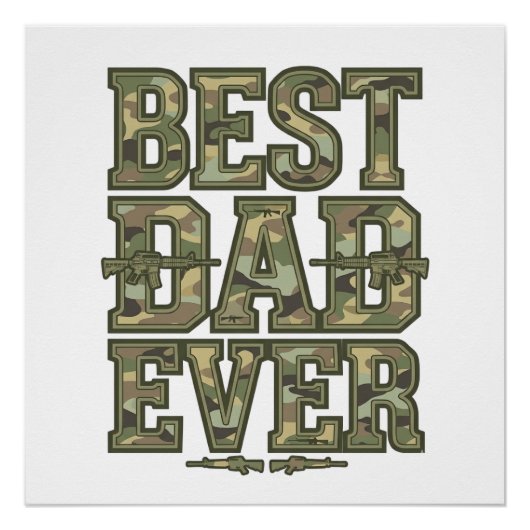 Poster Best Dad Ever Camo Vintage Engraving Design_1 (Devant)