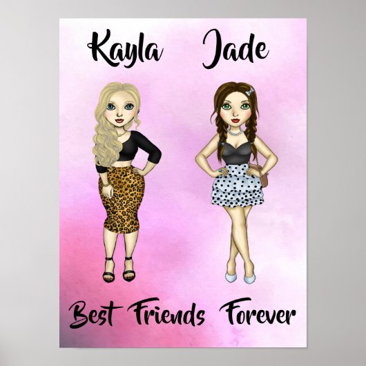 Poster Best Friends Forever Blonde Brunette Haute Mode (Devant)