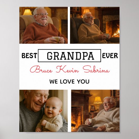 Poster Best Grandpa Ever Photo Collage (Devant)