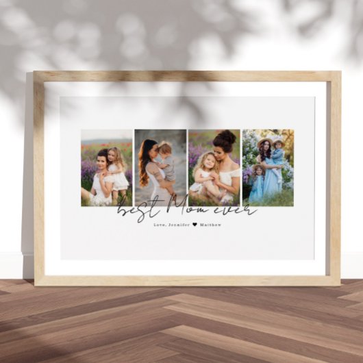 Poster Best Mom Ever Modern Script 4 Photos Collage Cadea