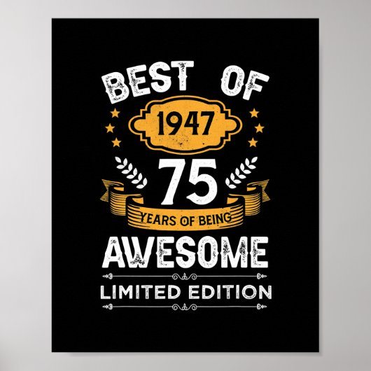 Poster Best of 1947 75 Years Old Toxits 75th Birthday (Devant)