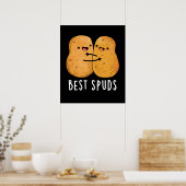 Poster Best Spuds Funky Best Buddies Potato Pun Dark BG (Cuisine)