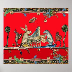 Poster BESTIAIRE MÉDIÉVAL FAISANT DE LA MUSIQUE, Lapin, C