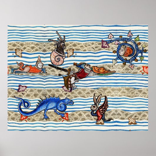 POSTER BESTIAIRE MÉDIÉVAL, MONSTRES DE MER IMAGINAIRES AN (Devant)