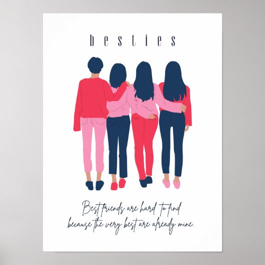 Poster Besties Best Friend Poem Citation Dit (Devant)