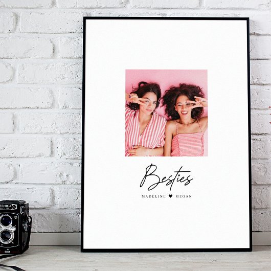Poster Besties Script Photo Best Friends Heart Custom