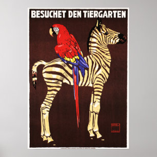 Poster Besuchet Den Tiergarten Allemagne ZOO 1912 Promoti