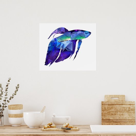 Poster Beta Fish for Polygon Mosaic Blue (Cuisine)