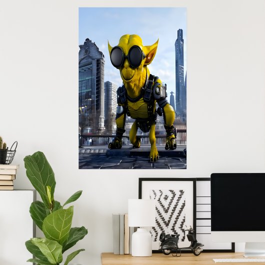 Poster Bête alien cyberpunk jaune | Art AI (Bureau à domicile)