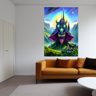 Poster Bête de l'imaginaire Steampunk dans la forêt Art