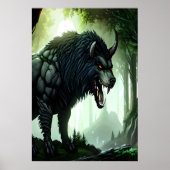 Poster Bête de loup dans la forêt | Art AI (Devant)